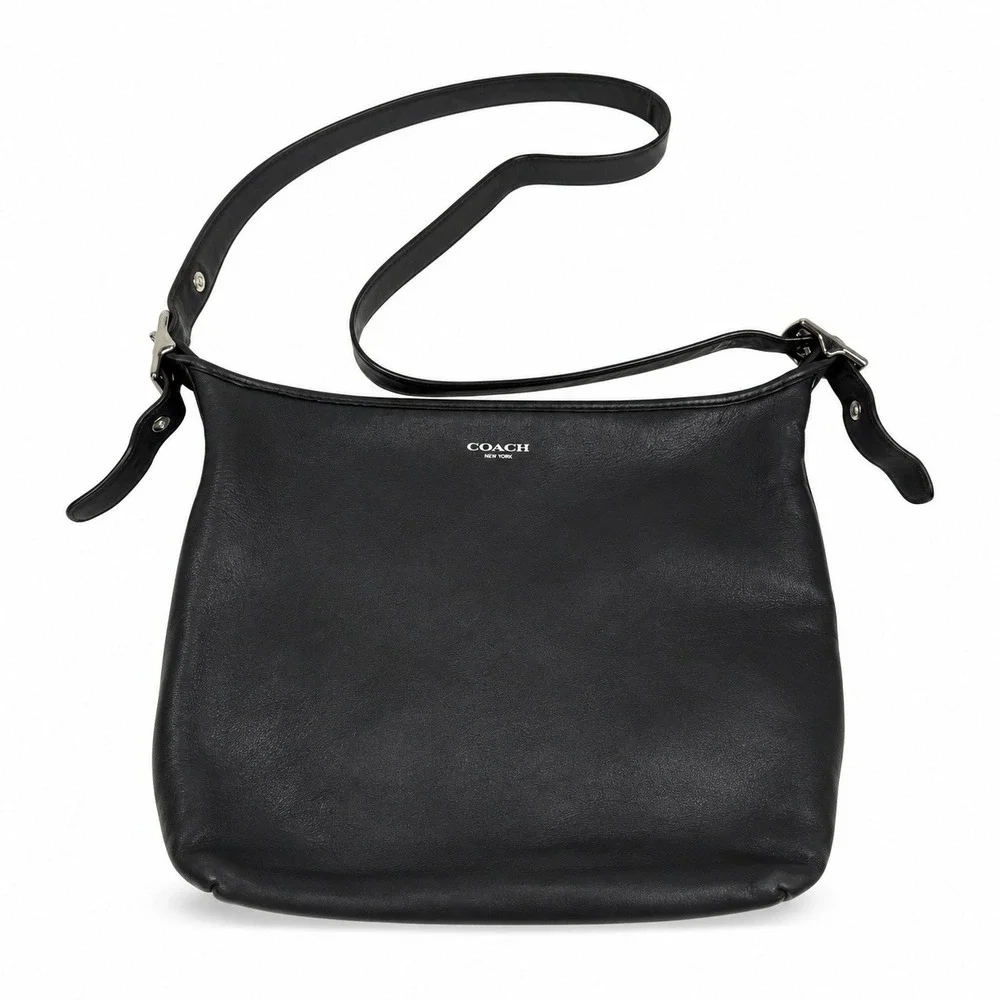 Coach Medium Shoulder Bag Legacy Penny Hobo 19889 Silver Hardware Black Leather
